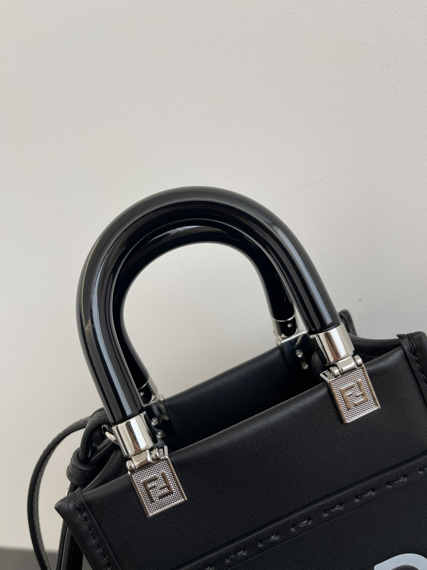 Fendi Mini Sunshine Shopper Black Leather Bag